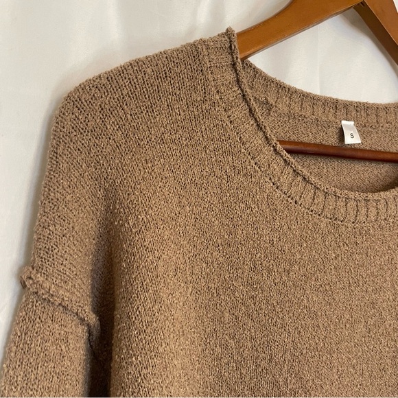 Women’s Brown Long Wide Sleeve Sweater Mini Dress Size Small - Picture 9 of 14